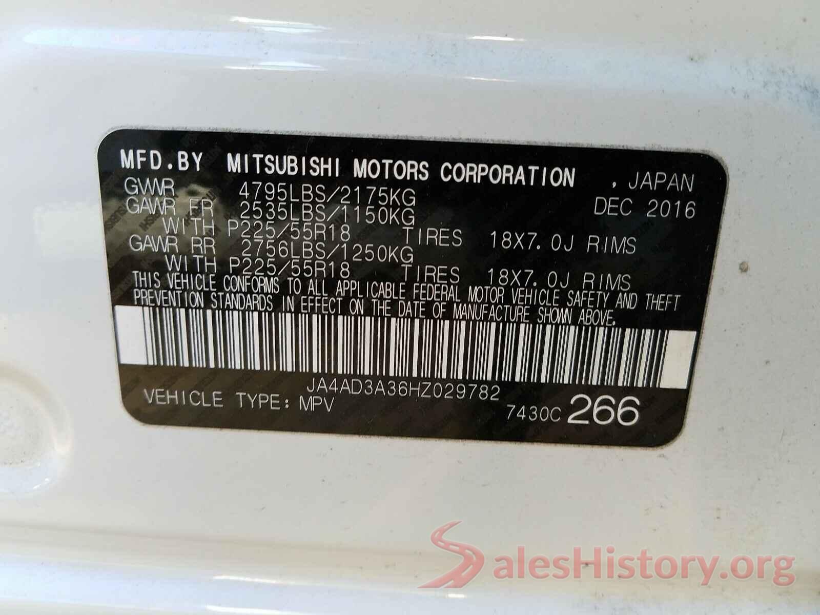 JA4AD3A36HZ029782 2017 MITSUBISHI OUTLANDER