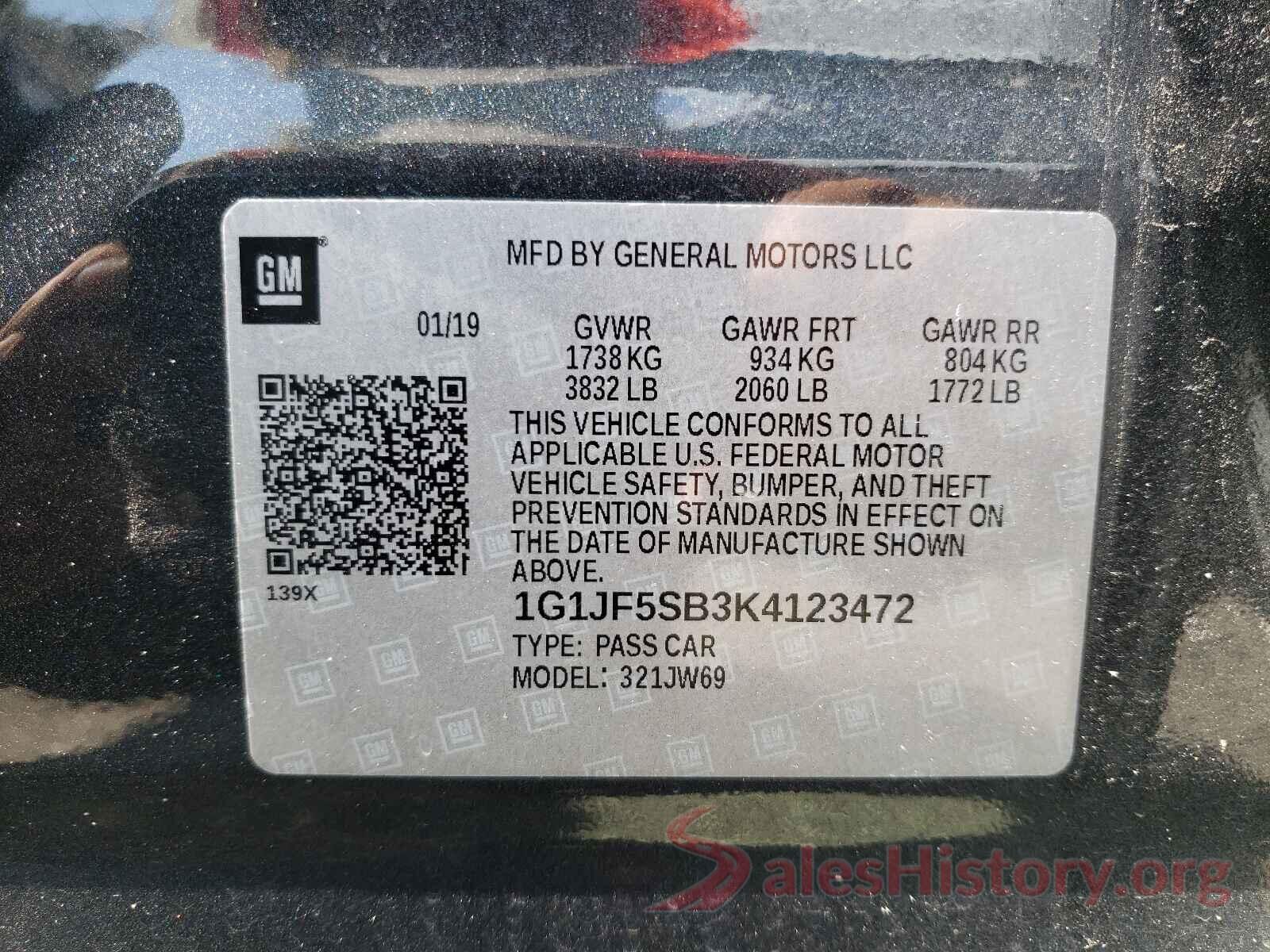 1G1JF5SB3K4123472 2019 CHEVROLET SONIC