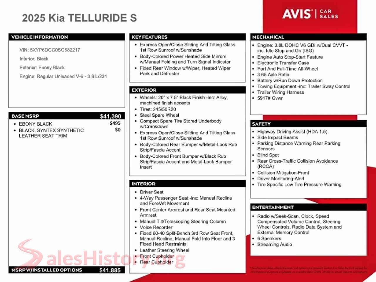 2025 KIA TELLURIDE VIN 5XYP6DGC0SG682217, trunk area