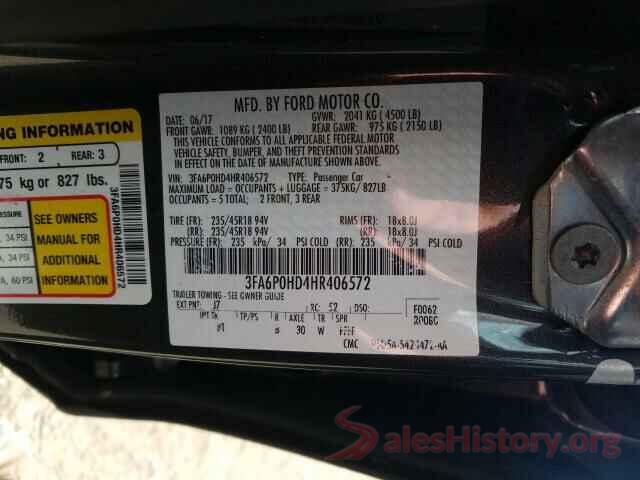 3FA6P0HD4HR406572 2017 FORD FUSION