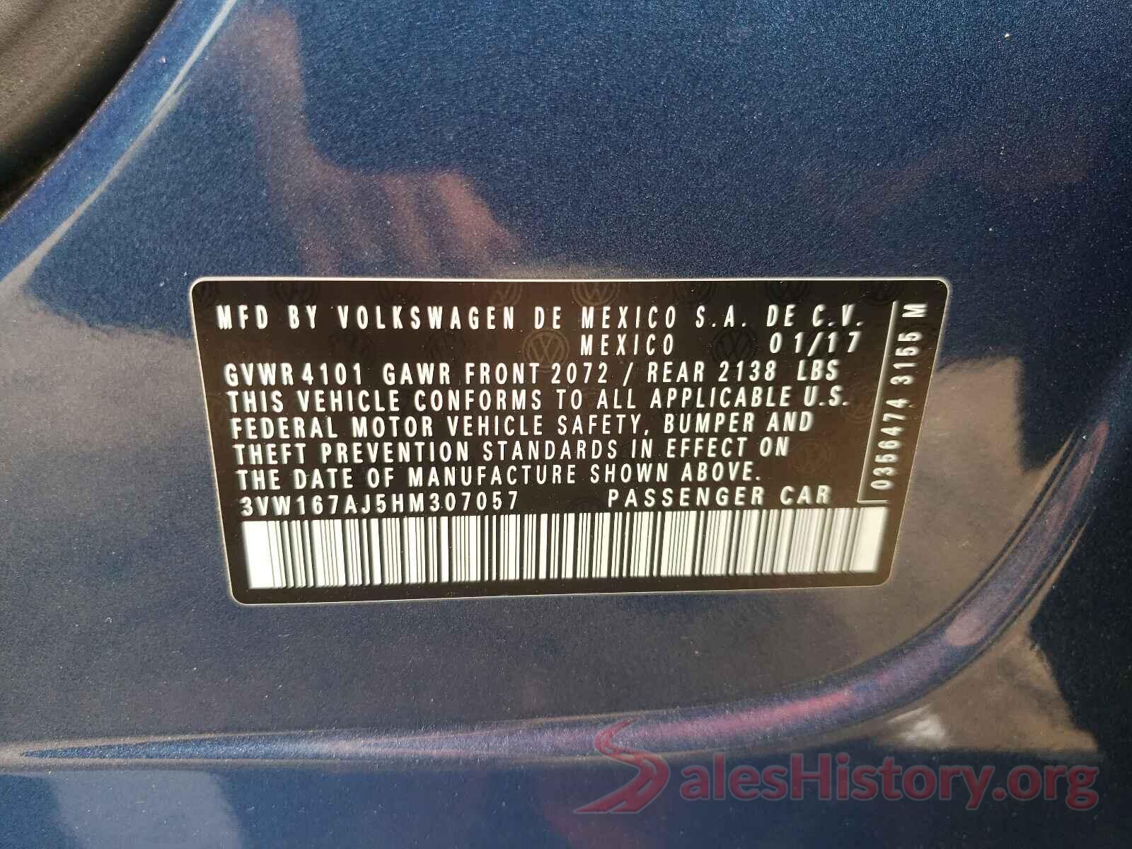 3VW167AJ5HM307057 2017 VOLKSWAGEN JETTA