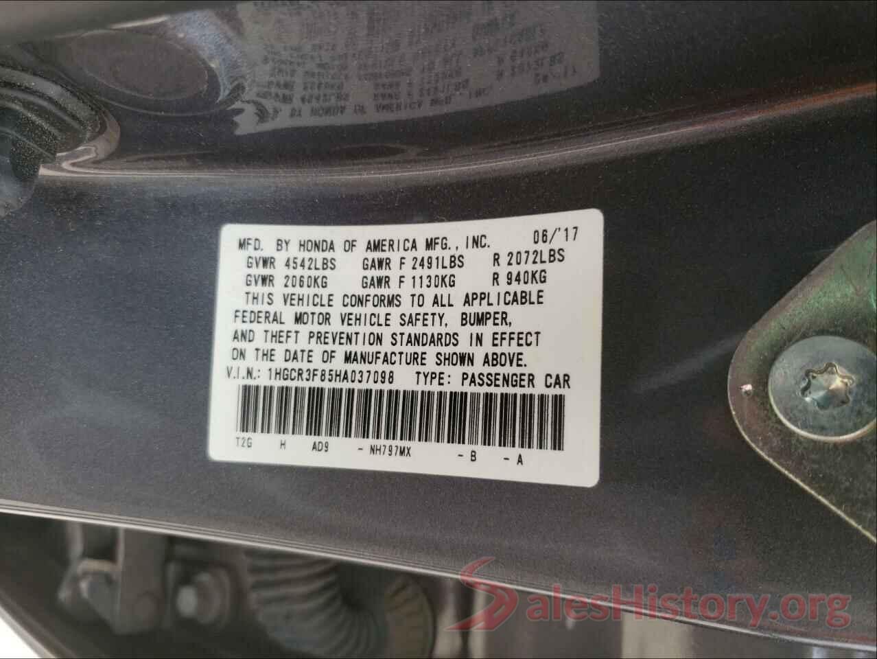 1HGCR3F85HA037098 2017 HONDA ACCORD