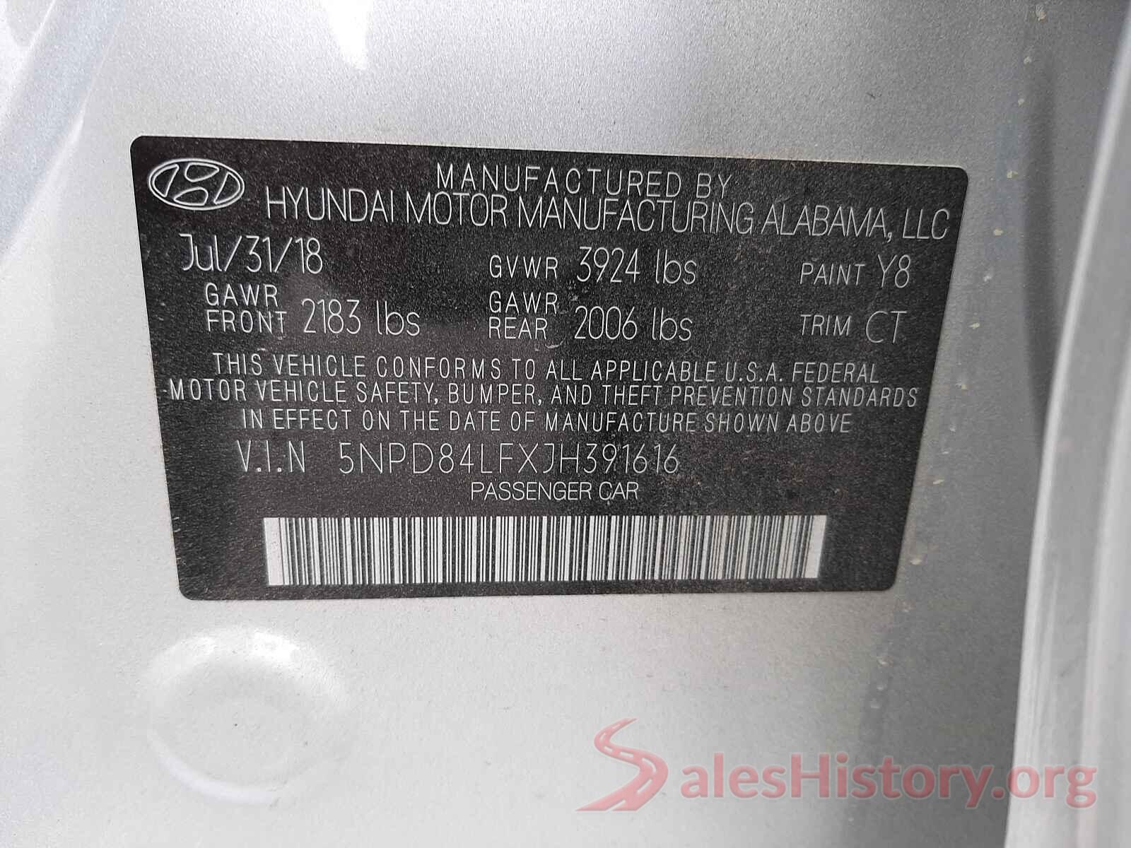 5NPD84LFXJH391616 2018 HYUNDAI ELANTRA