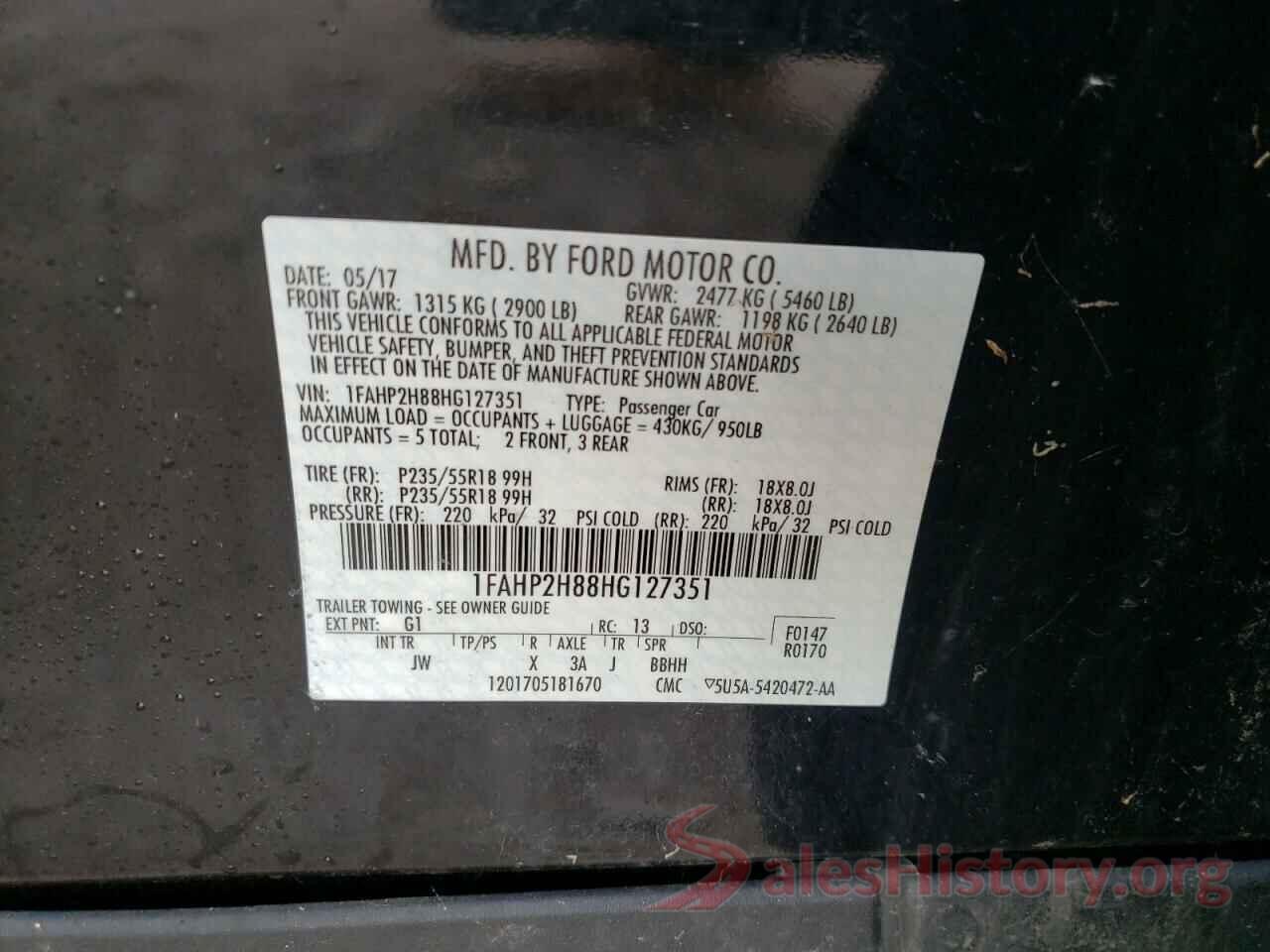 1FAHP2H88HG127351 2017 FORD TAURUS