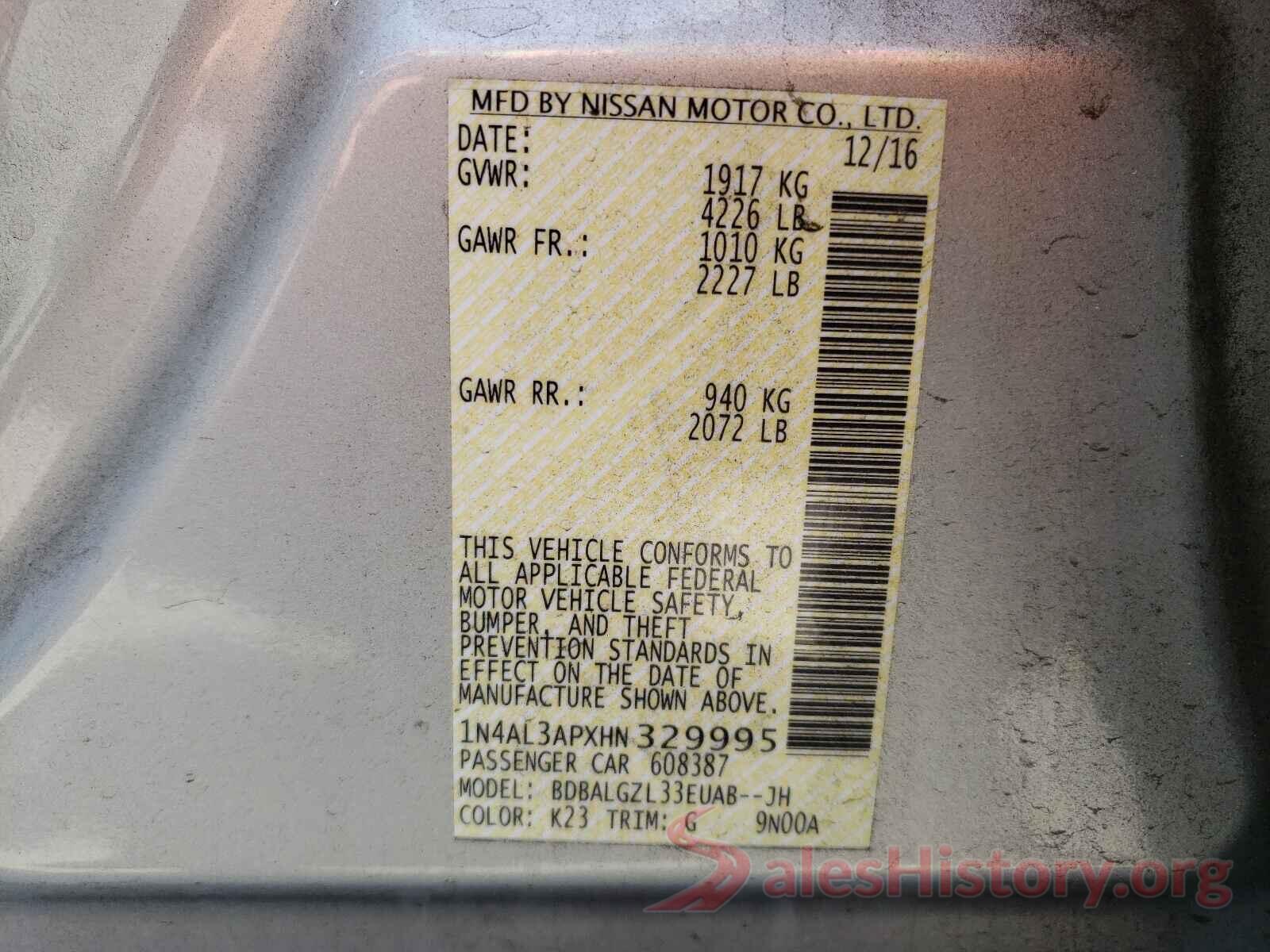 1N4AL3APXHN329995 2017 NISSAN ALTIMA