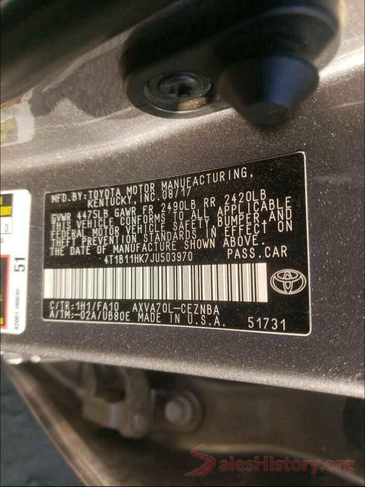 4T1B11HK7JU503970 2018 TOYOTA CAMRY