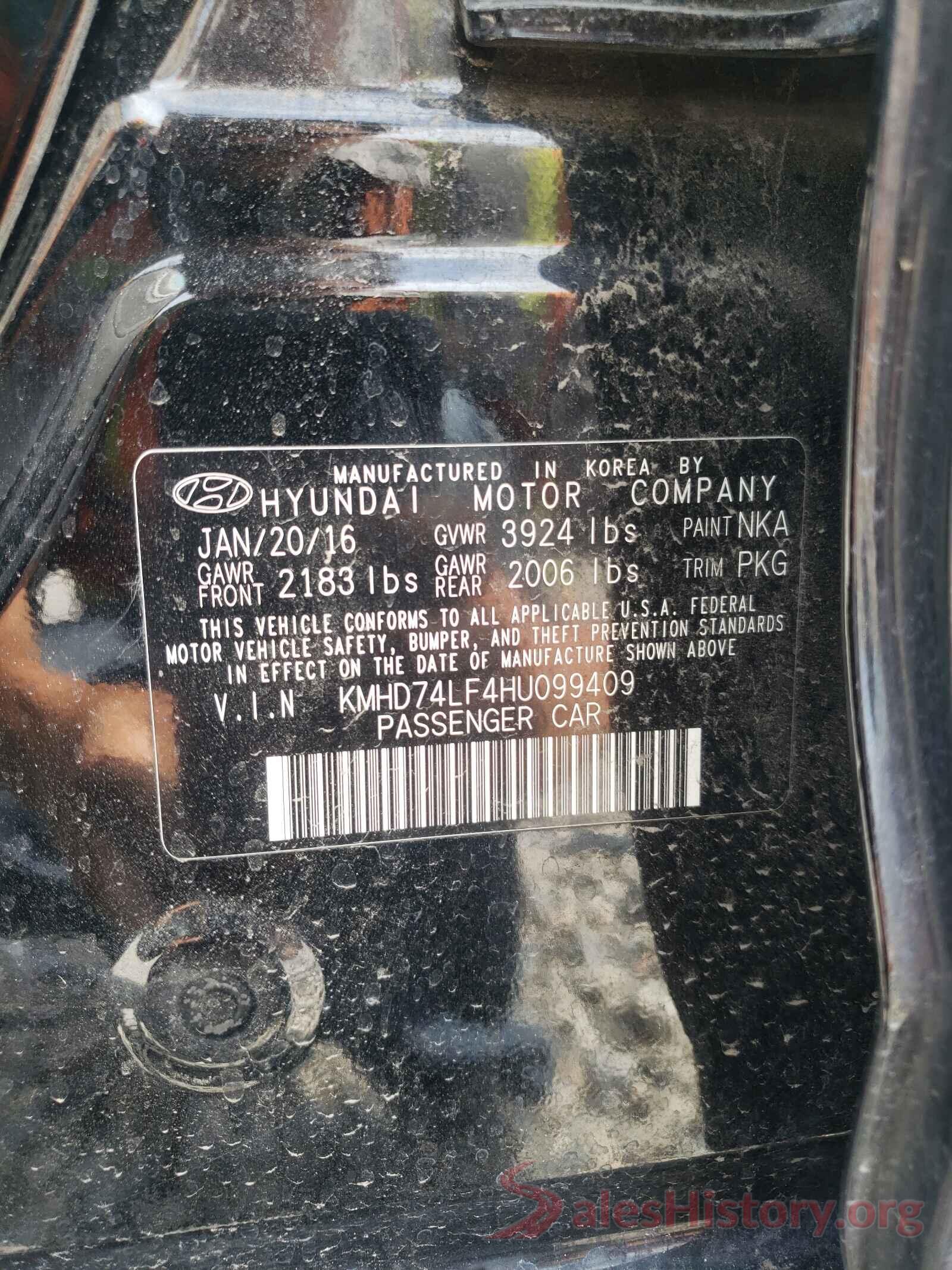 KMHD74LF4HU099409 2017 HYUNDAI ELANTRA