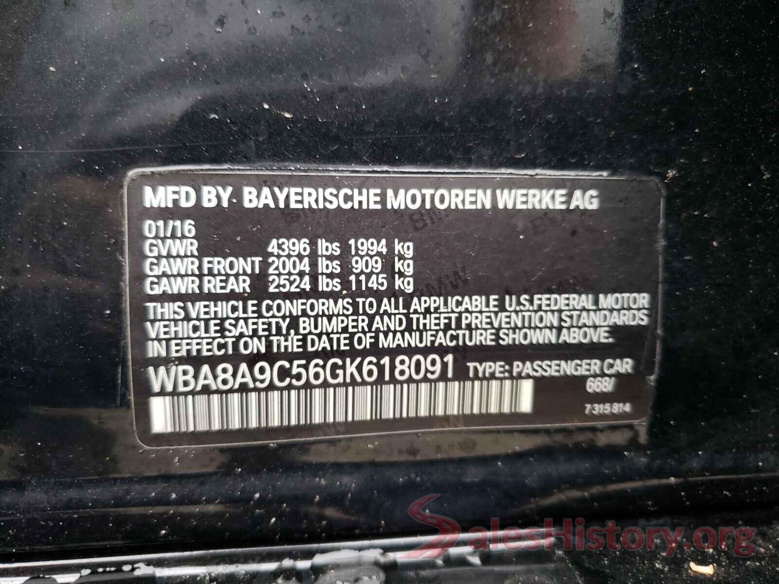 WBA8A9C56GK618091 2016 BMW 3 SERIES