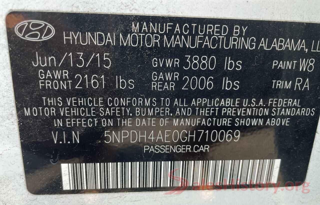 5NPDH4AE0GH710069 2016 HYUNDAI ELANTRA