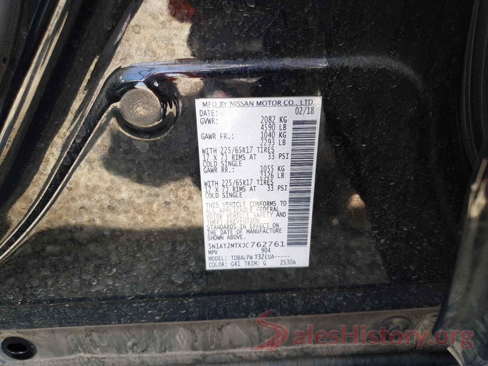 5N1AT2MTXJC762761 2018 NISSAN ROGUE