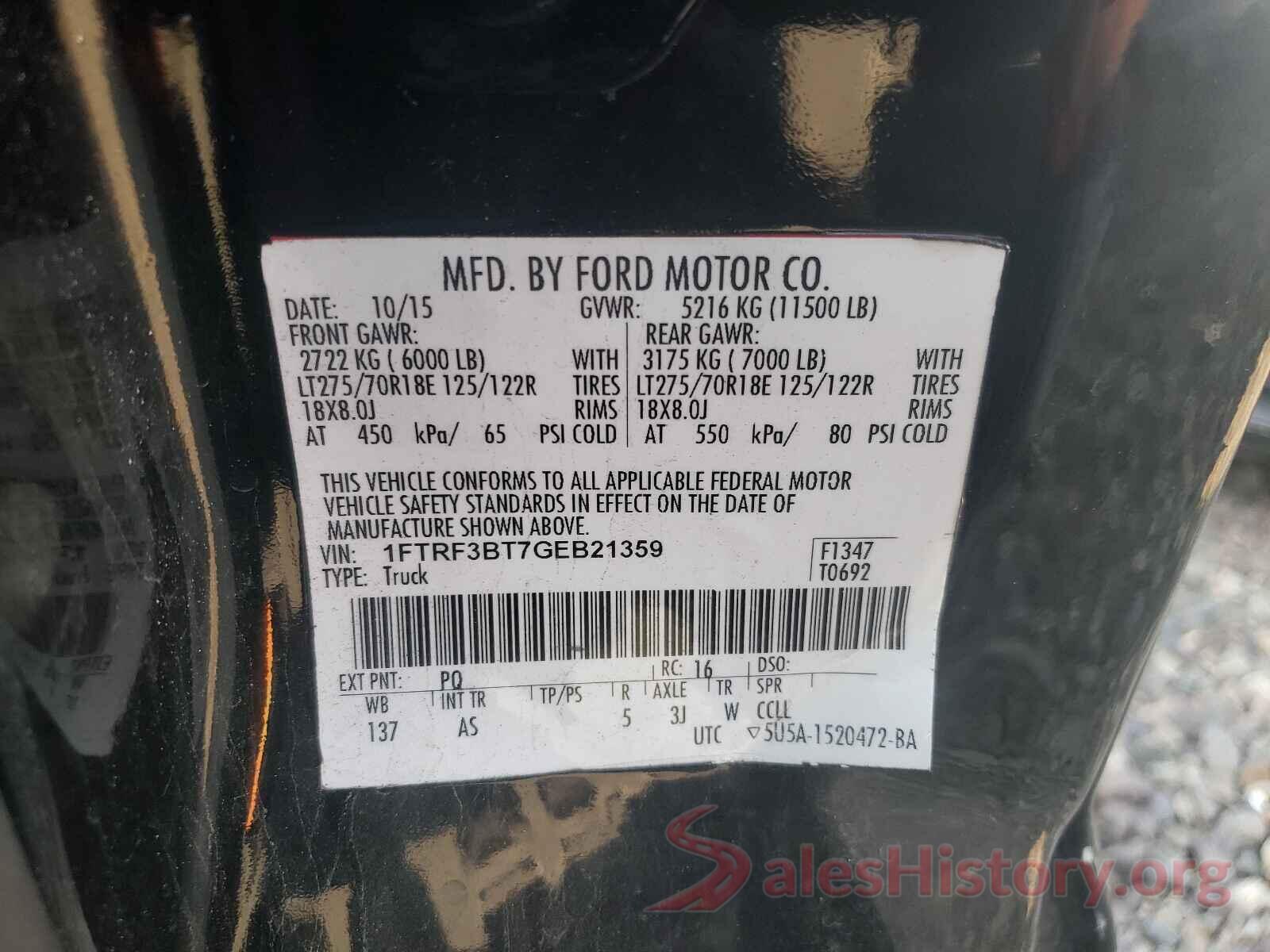 1FTRF3BT7GEB21359 2016 FORD F350