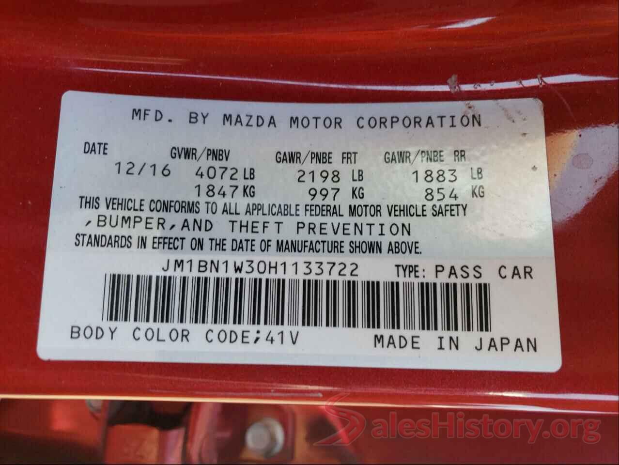 JM1BN1W30H1133722 2017 MAZDA 3