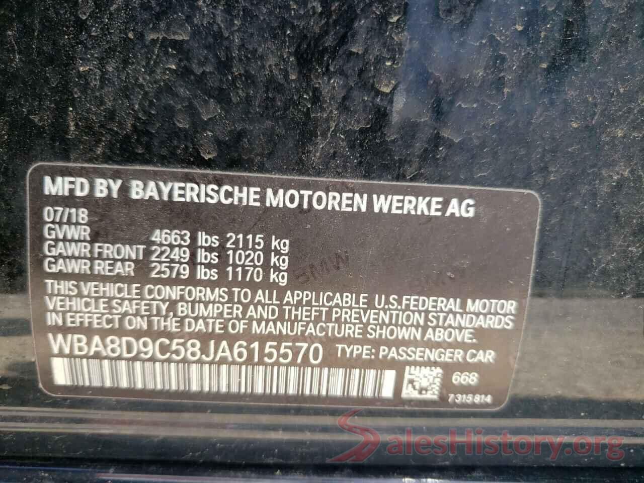 WBA8D9C58JA615570 2018 BMW 3 SERIES