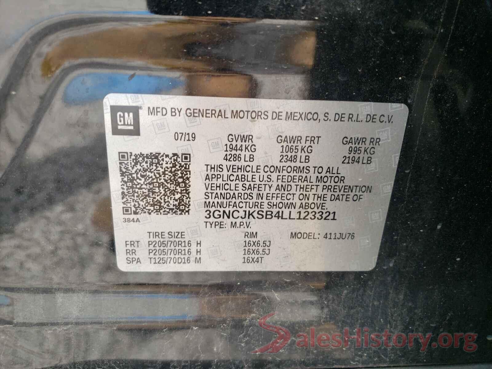 3GNCJKSB4LL123321 2020 CHEVROLET TRAX