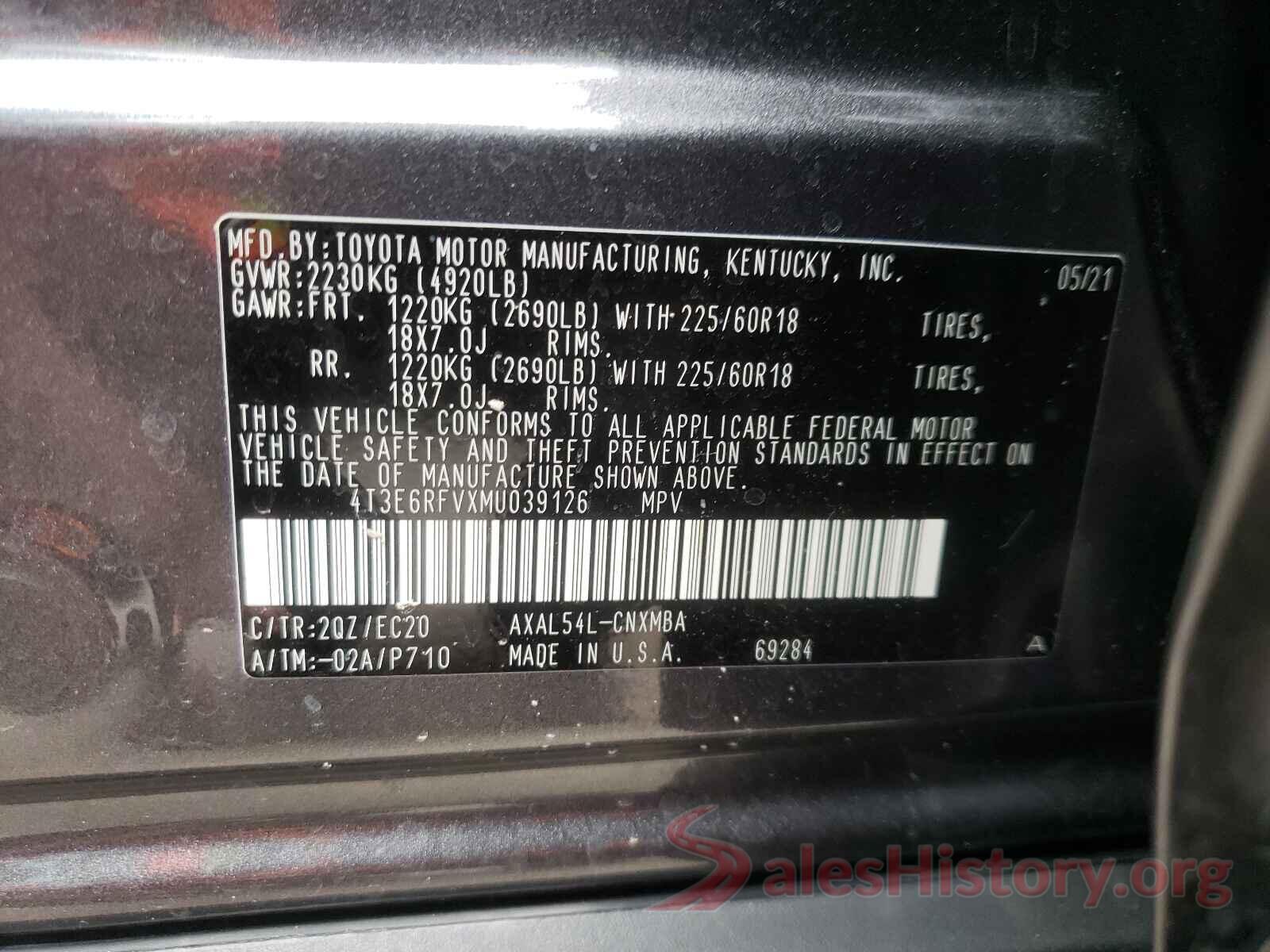 4T3E6RFVXMU039126 2021 TOYOTA RAV4