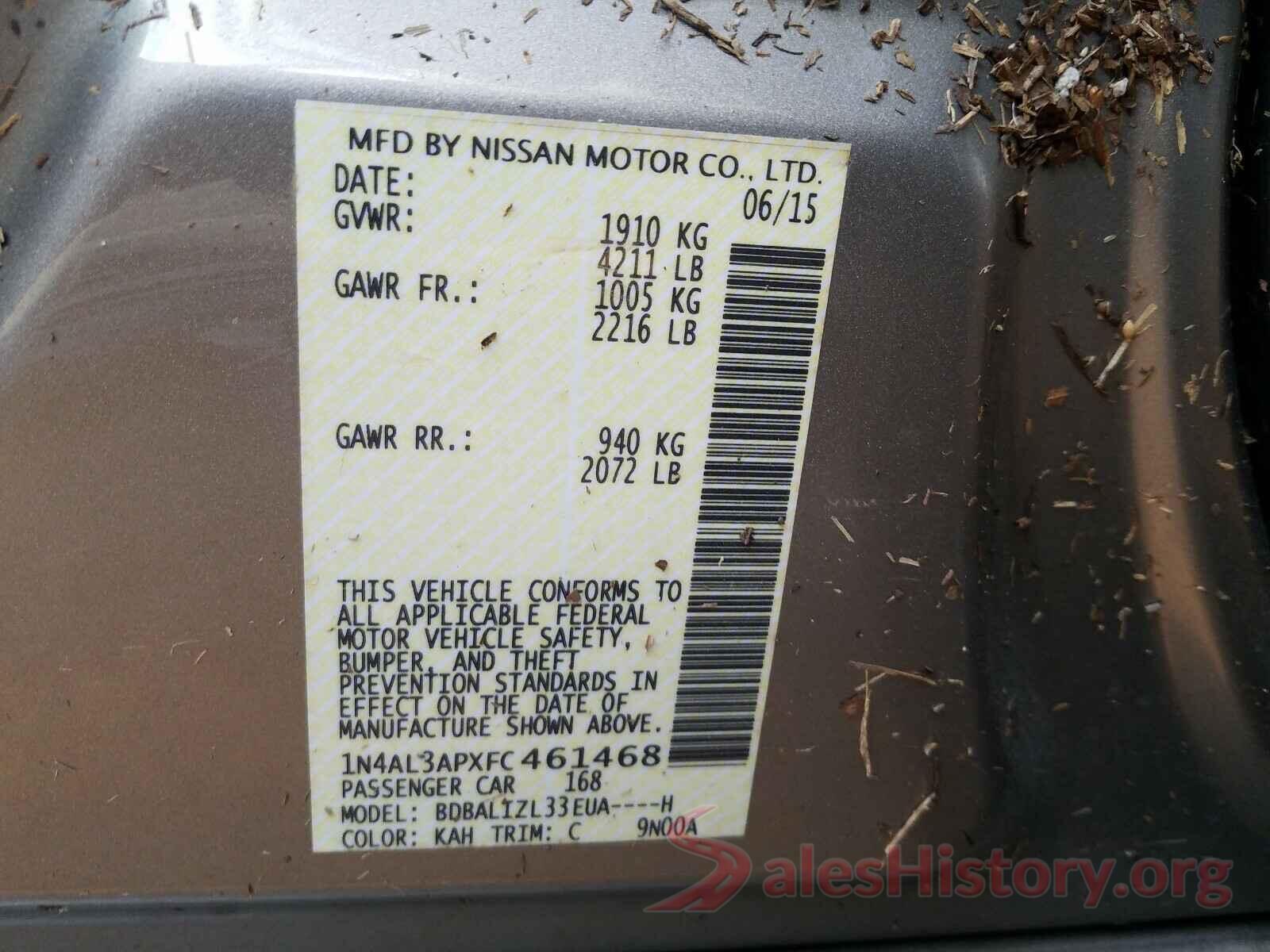 1N4AL3APXFC461468 2015 NISSAN ALTIMA