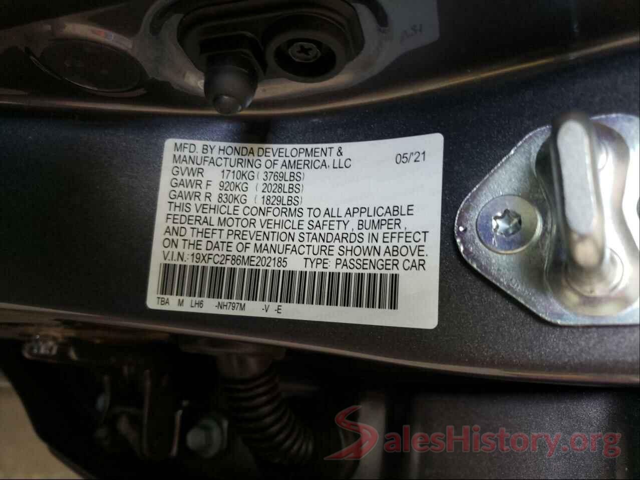 19XFC2F86ME202185 2021 HONDA CIVIC