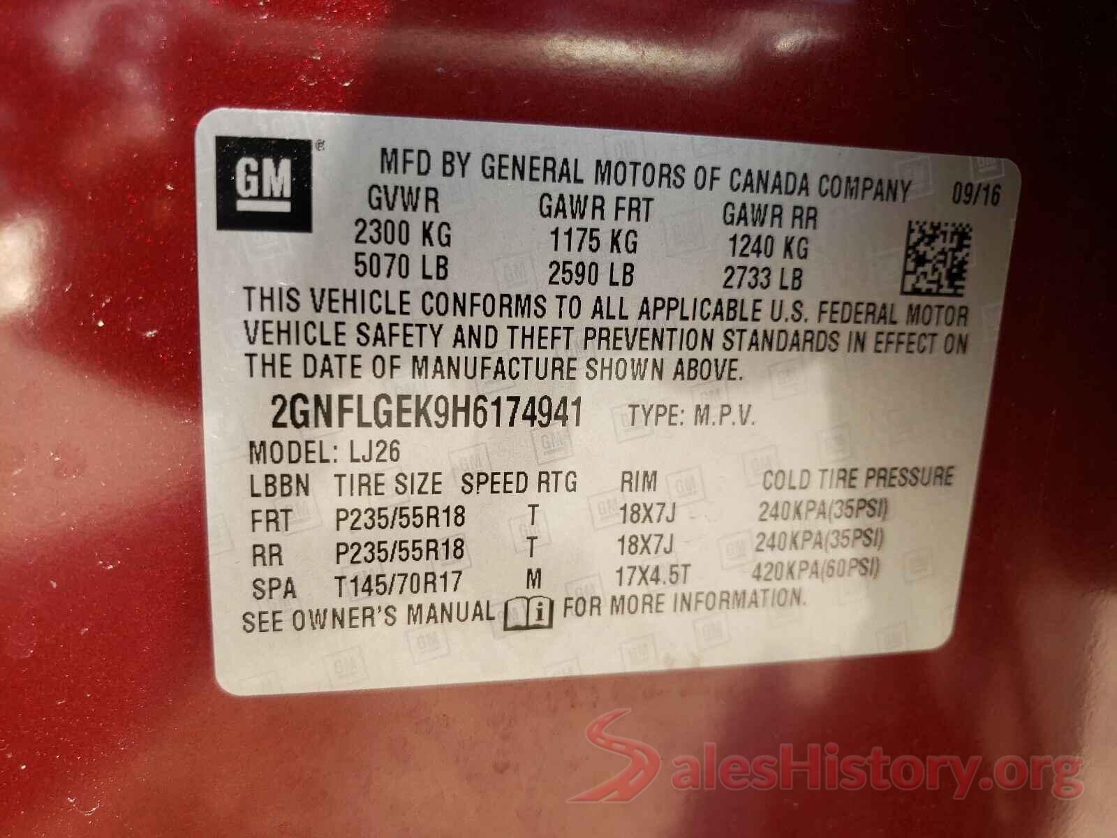 2GNFLGEK9H6174941 2017 CHEVROLET EQUINOX