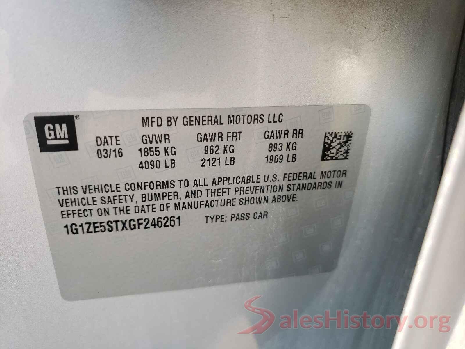 1G1ZE5STXGF246261 2016 CHEVROLET MALIBU