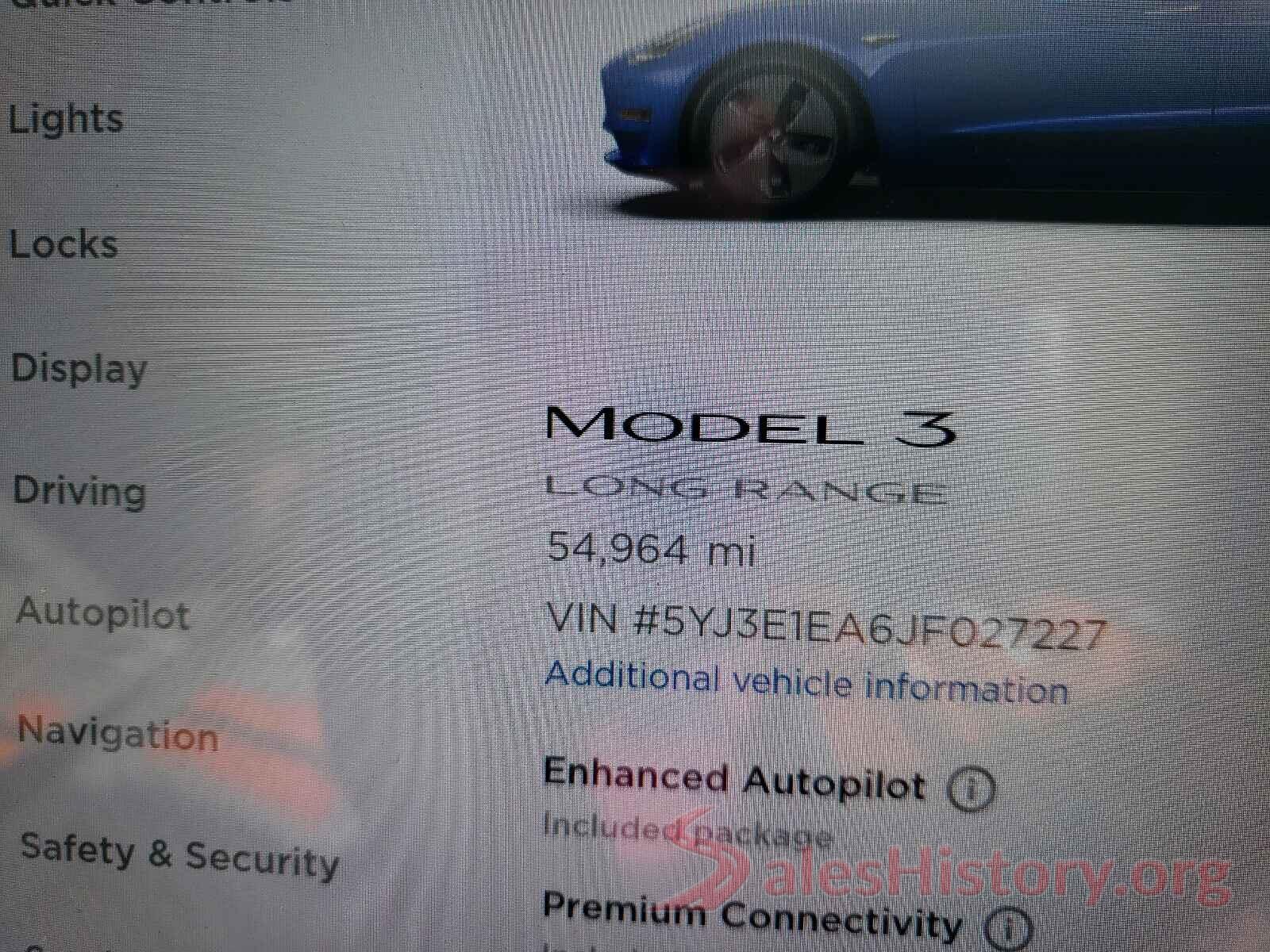 5YJ3E1EA6JF027227 2018 TESLA MODEL 3