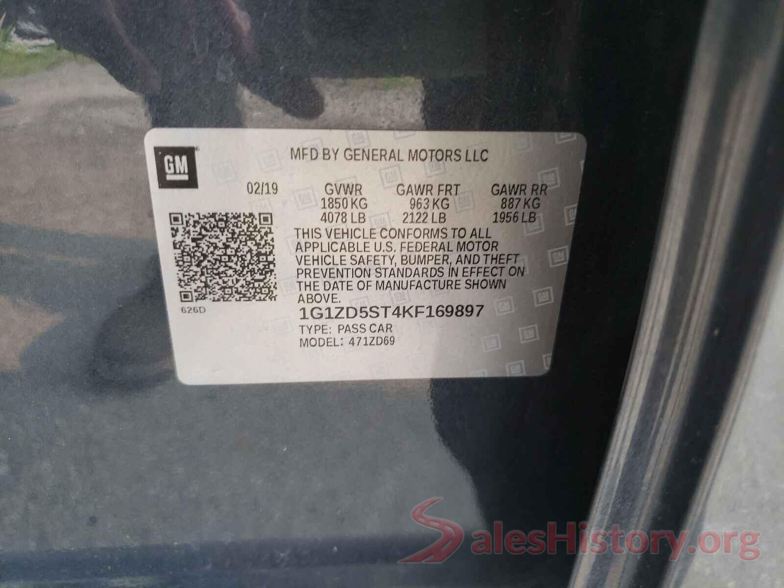 1G1ZD5ST4KF169897 2019 CHEVROLET MALIBU