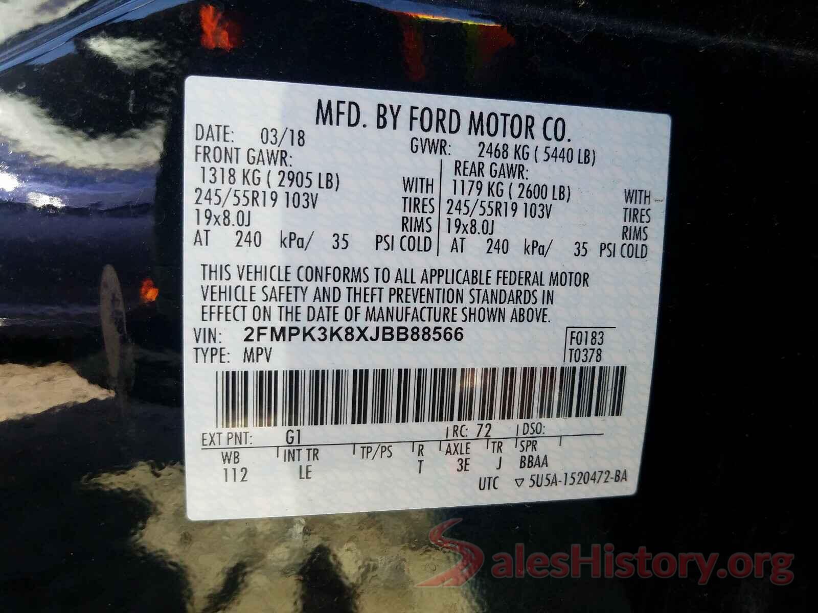 2FMPK3K8XJBB88566 2018 FORD EDGE