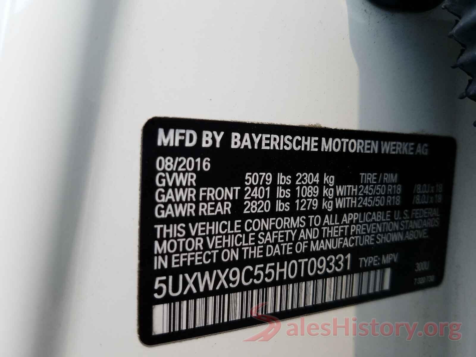 5UXWX9C55H0T09331 2017 BMW X3