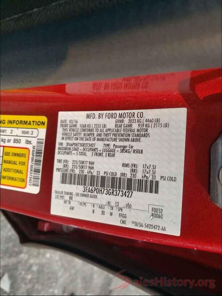 3FA6P0H73GR373427 2016 FORD FUSION