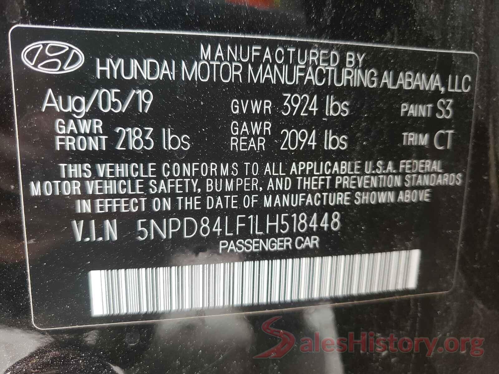 5NPD84LF1LH518448 2020 HYUNDAI ELANTRA