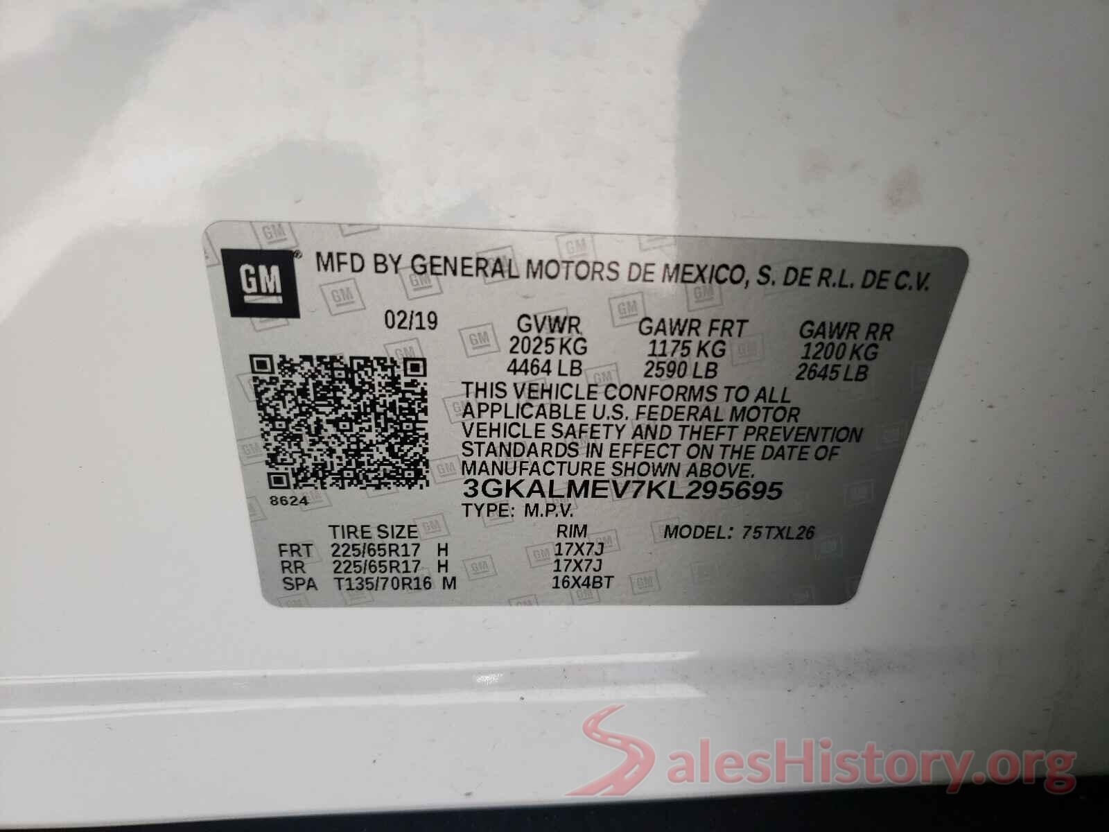 3GKALMEV7KL295695 2019 GMC TERRAIN