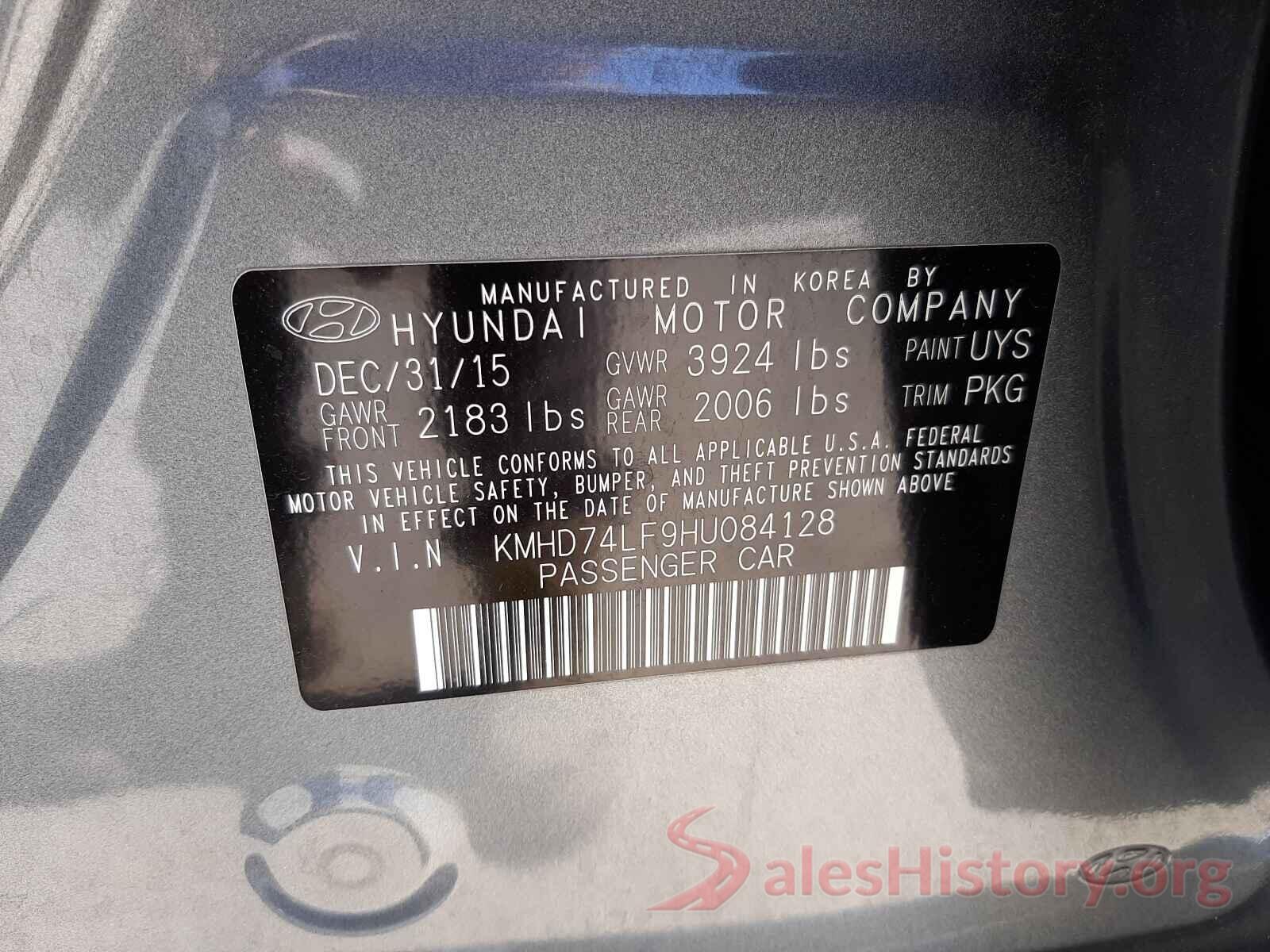 KMHD74LF9HU084128 2017 HYUNDAI ELANTRA