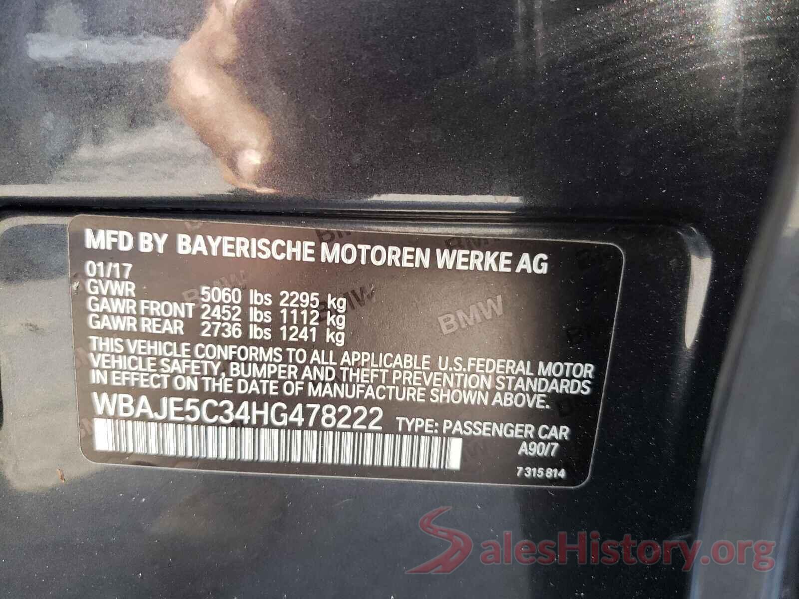 WBAJE5C34HG478222 2017 BMW 5 SERIES