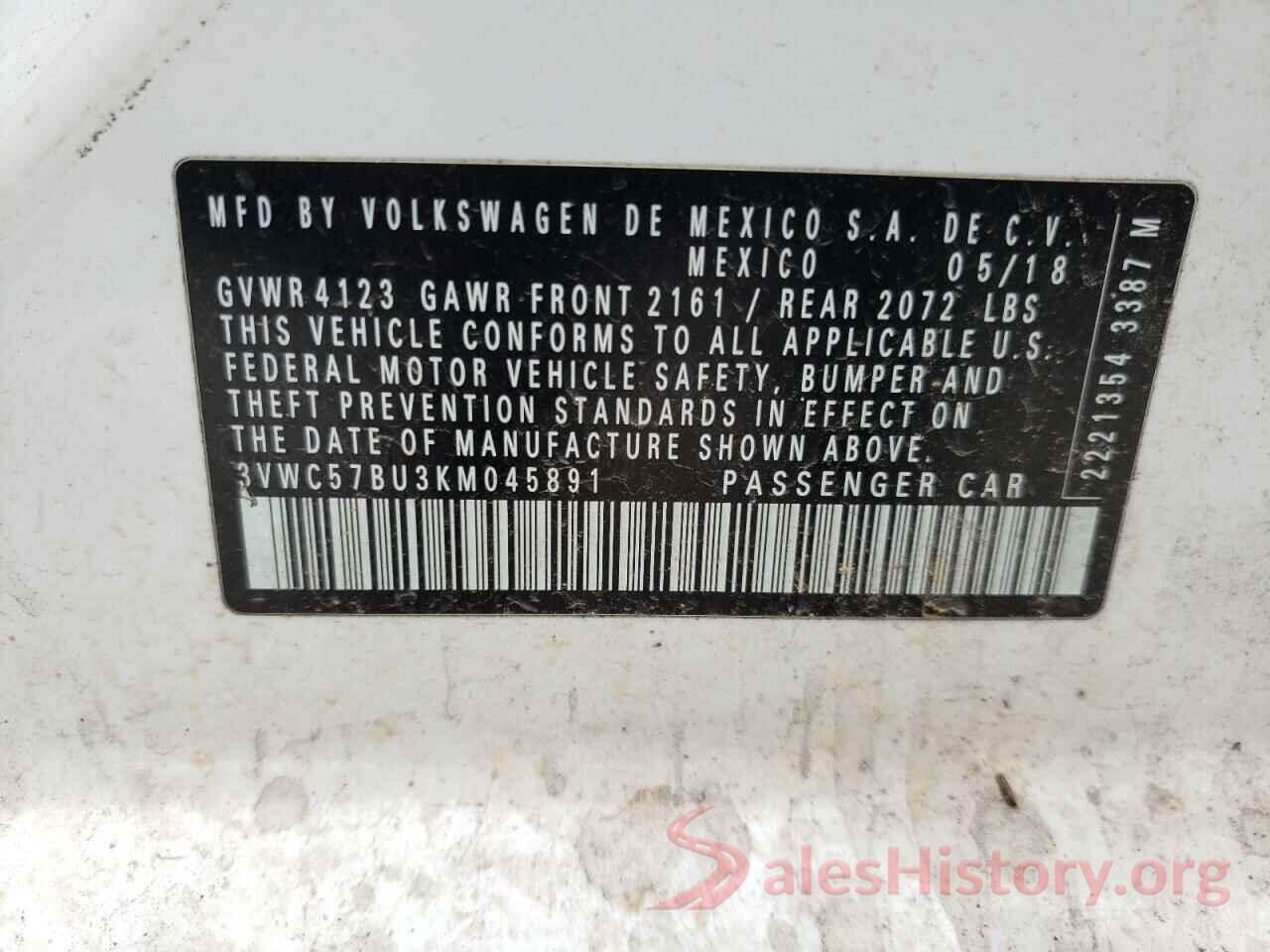 3VWC57BU3KM045891 2019 VOLKSWAGEN JETTA