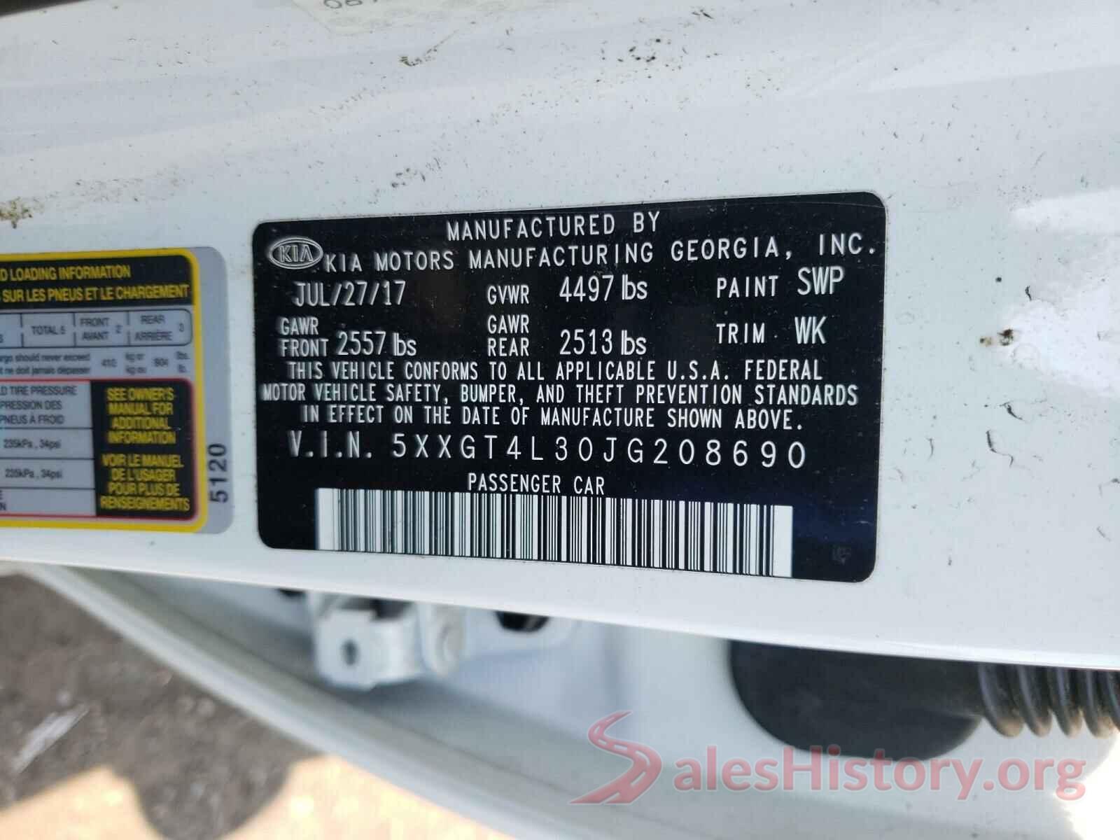 5XXGT4L30JG208690 2018 KIA OPTIMA