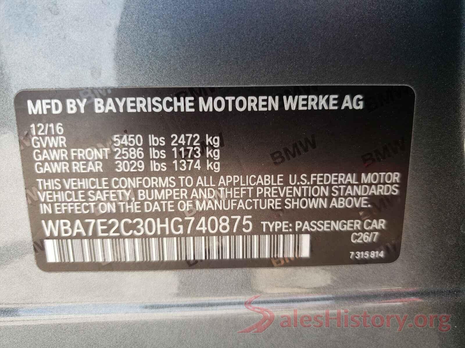 WBA7E2C30HG740875 2017 BMW 7 SERIES