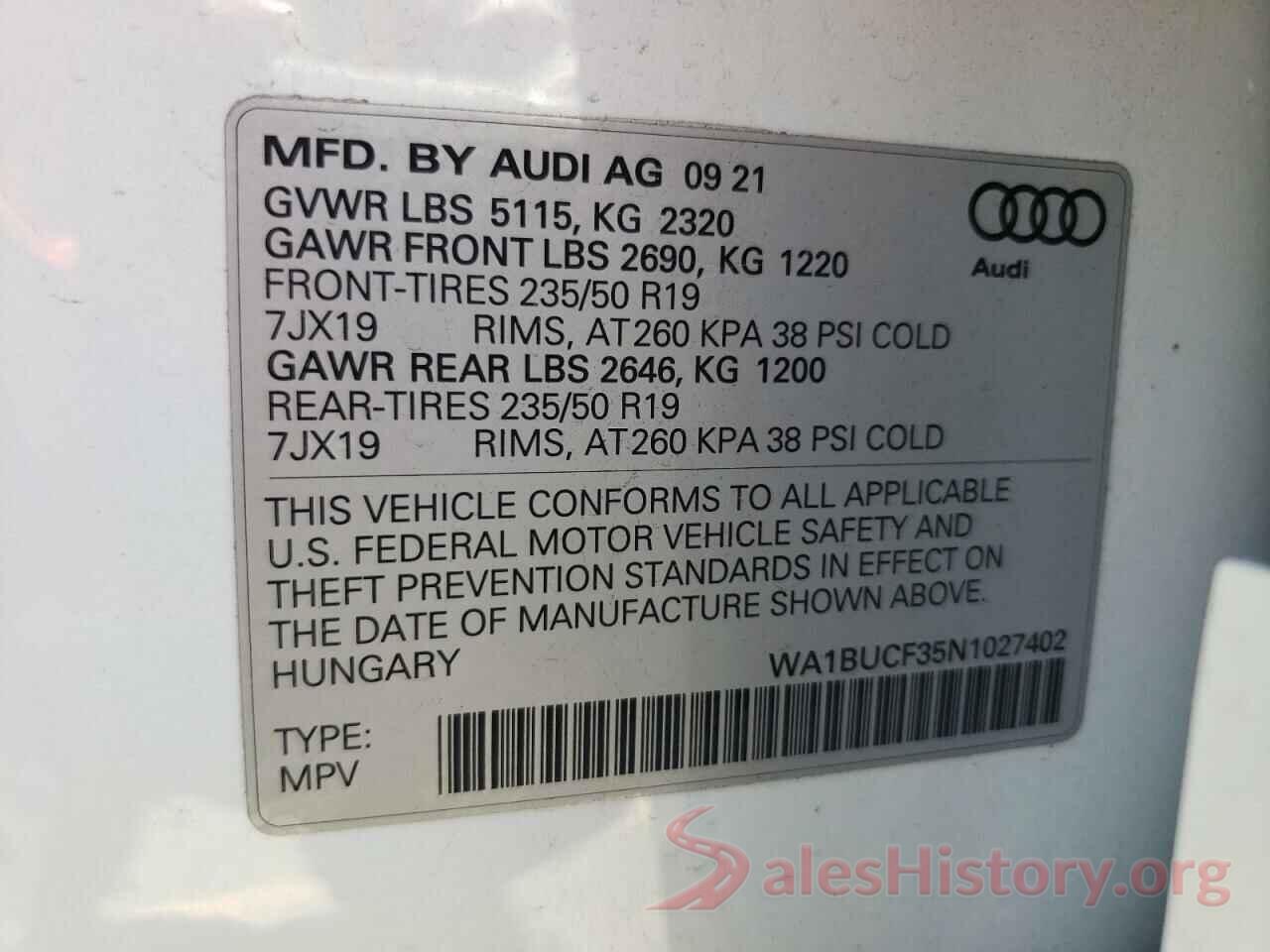 WA1BUCF35N1027402 2022 AUDI Q3