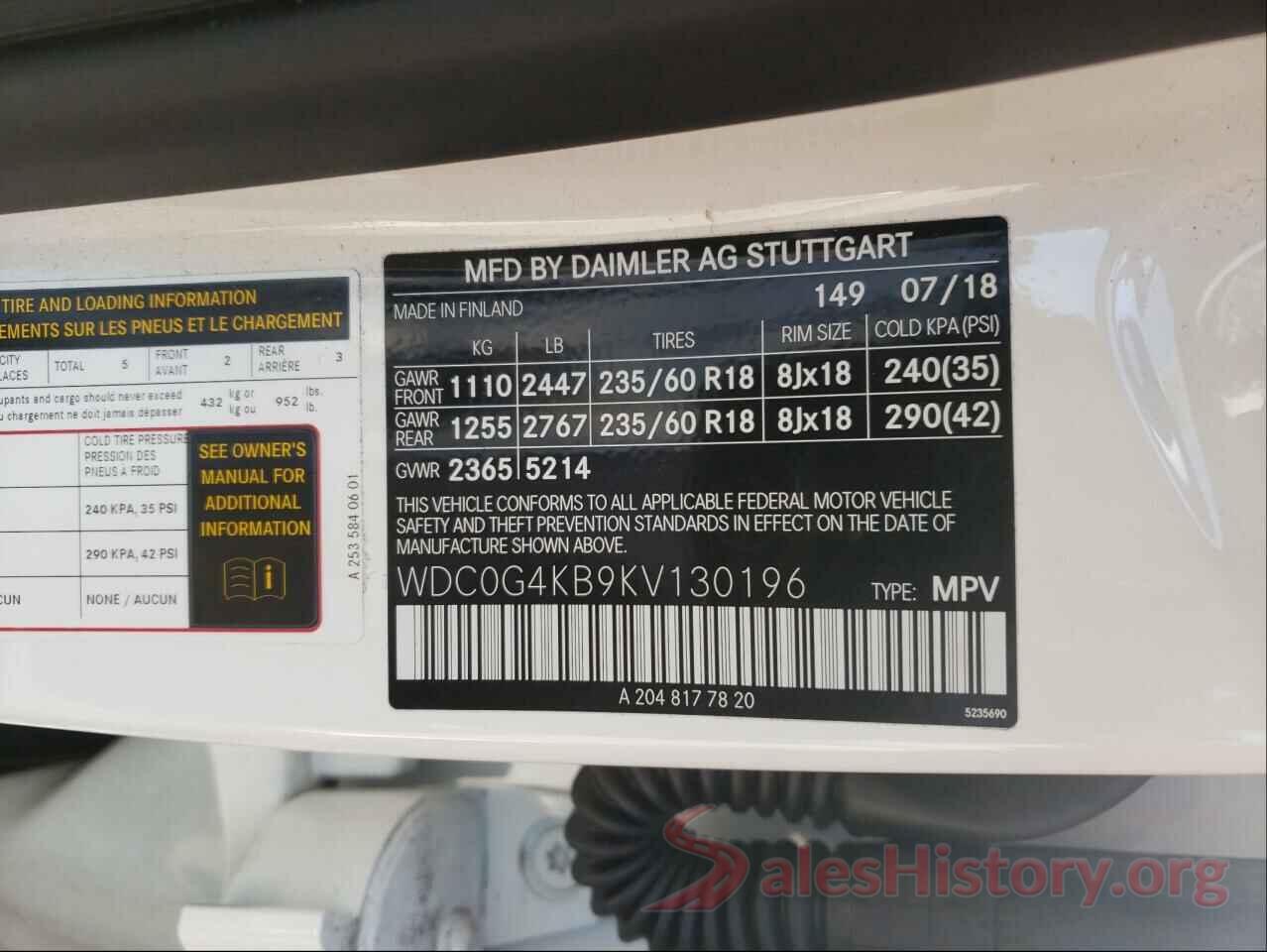 WDC0G4KB9KV130196 2019 MERCEDES-BENZ GLC-CLASS