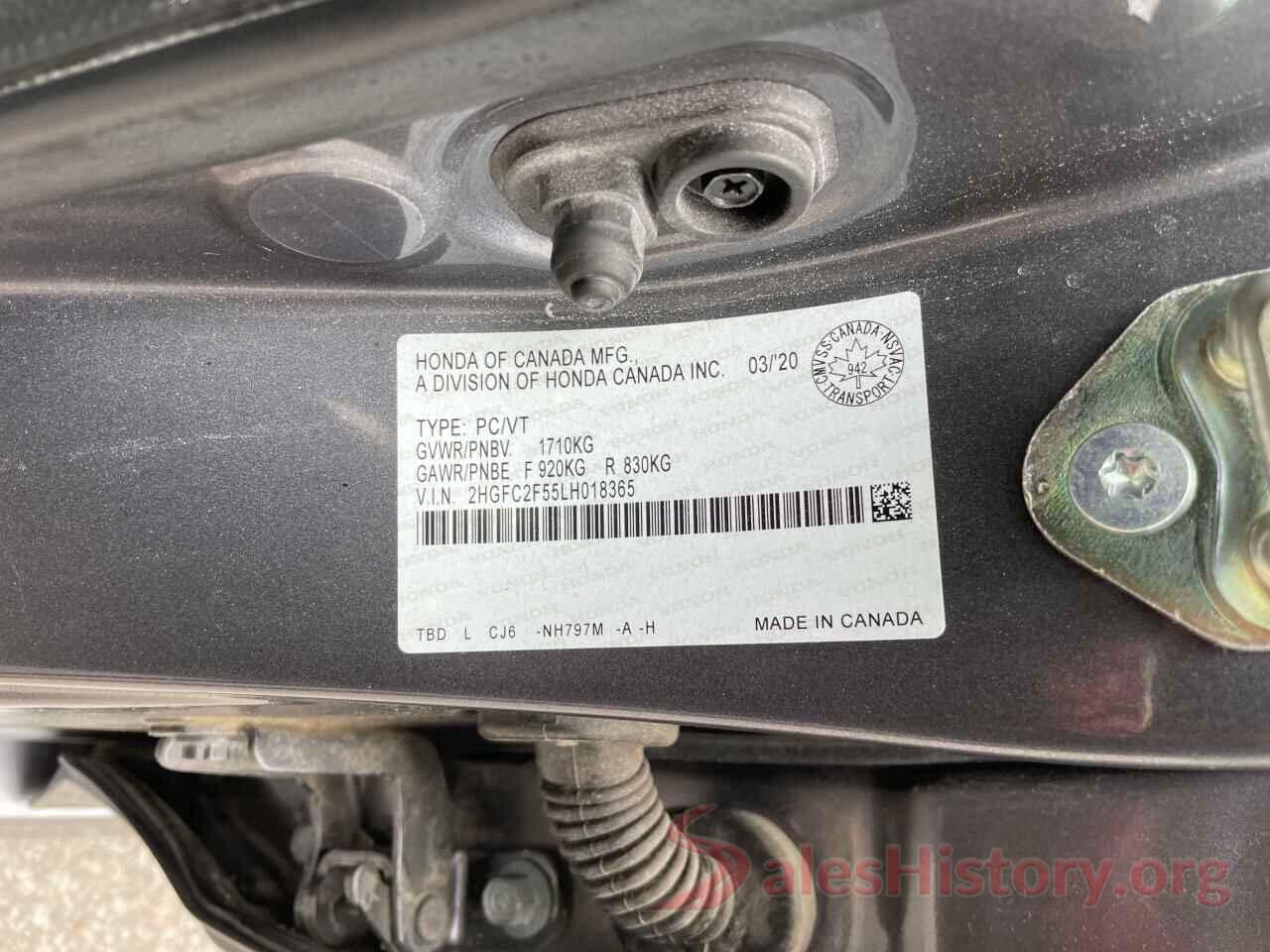 2HGFC2F55LH018365 2020 HONDA CIVIC