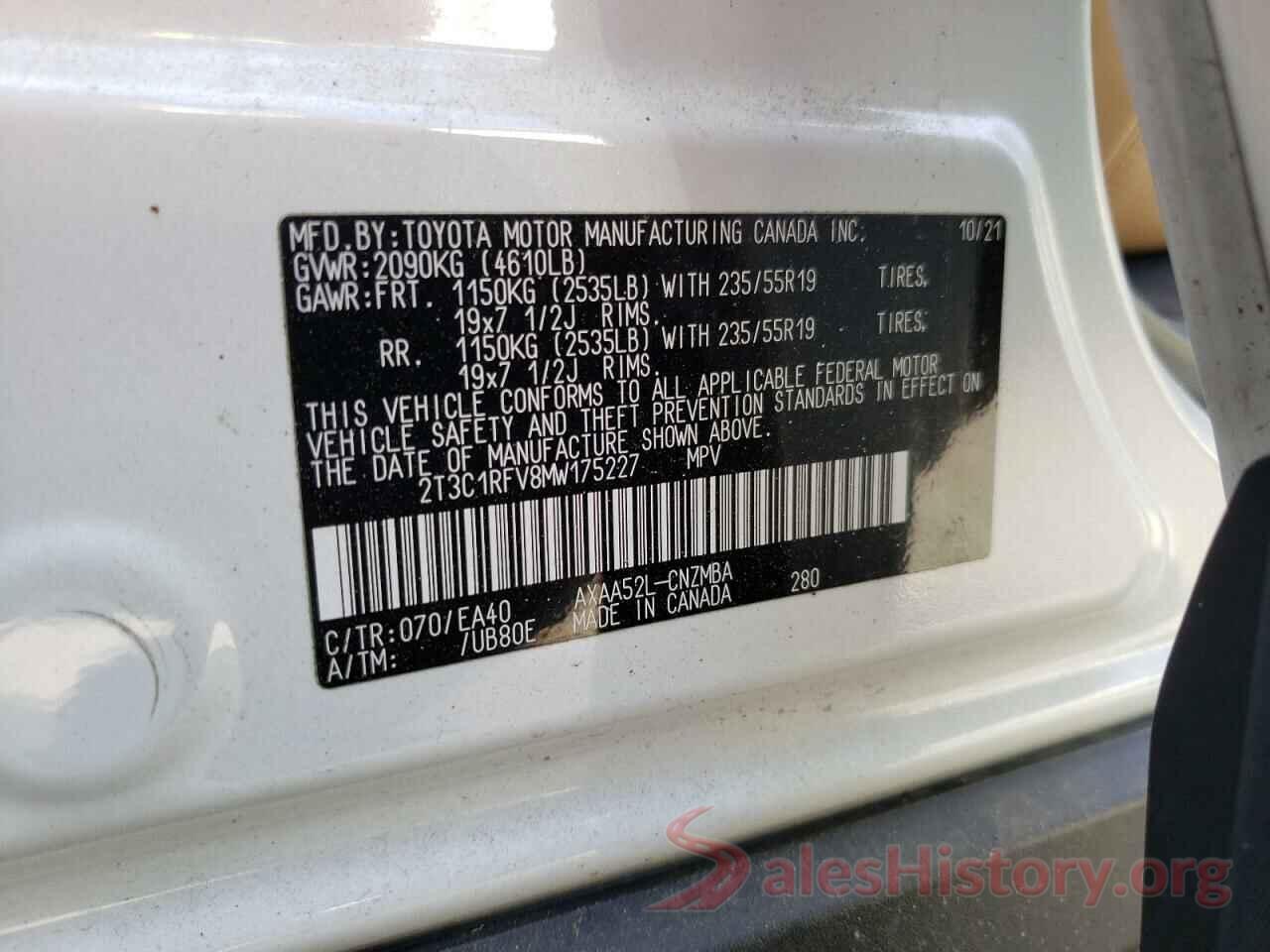 2T3C1RFV8MW175227 2021 TOYOTA RAV4