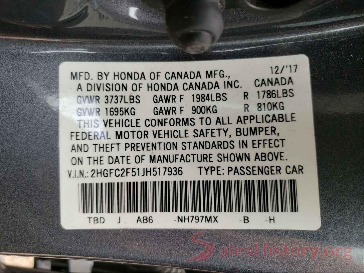 2HGFC2F51JH517936 2018 HONDA CIVIC