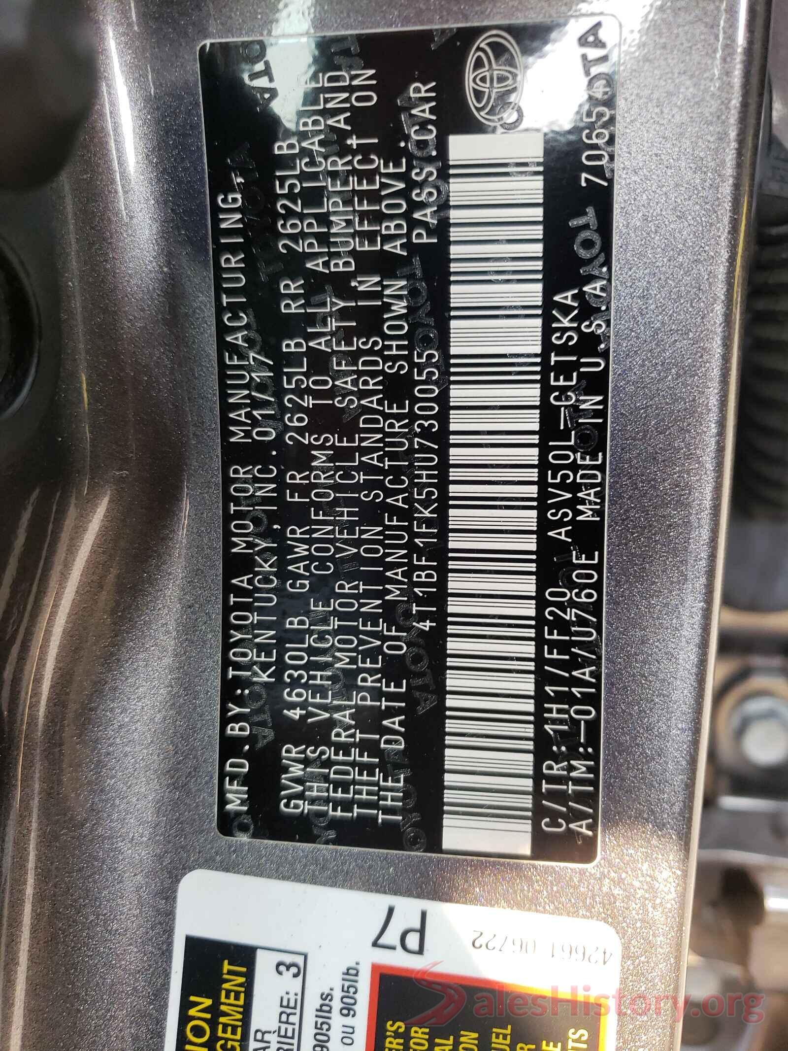 4T1BF1FK5HU730055 2017 TOYOTA CAMRY