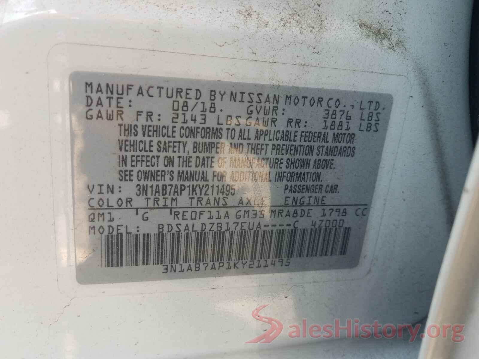 3N1AB7AP1KY211495 2019 NISSAN SENTRA