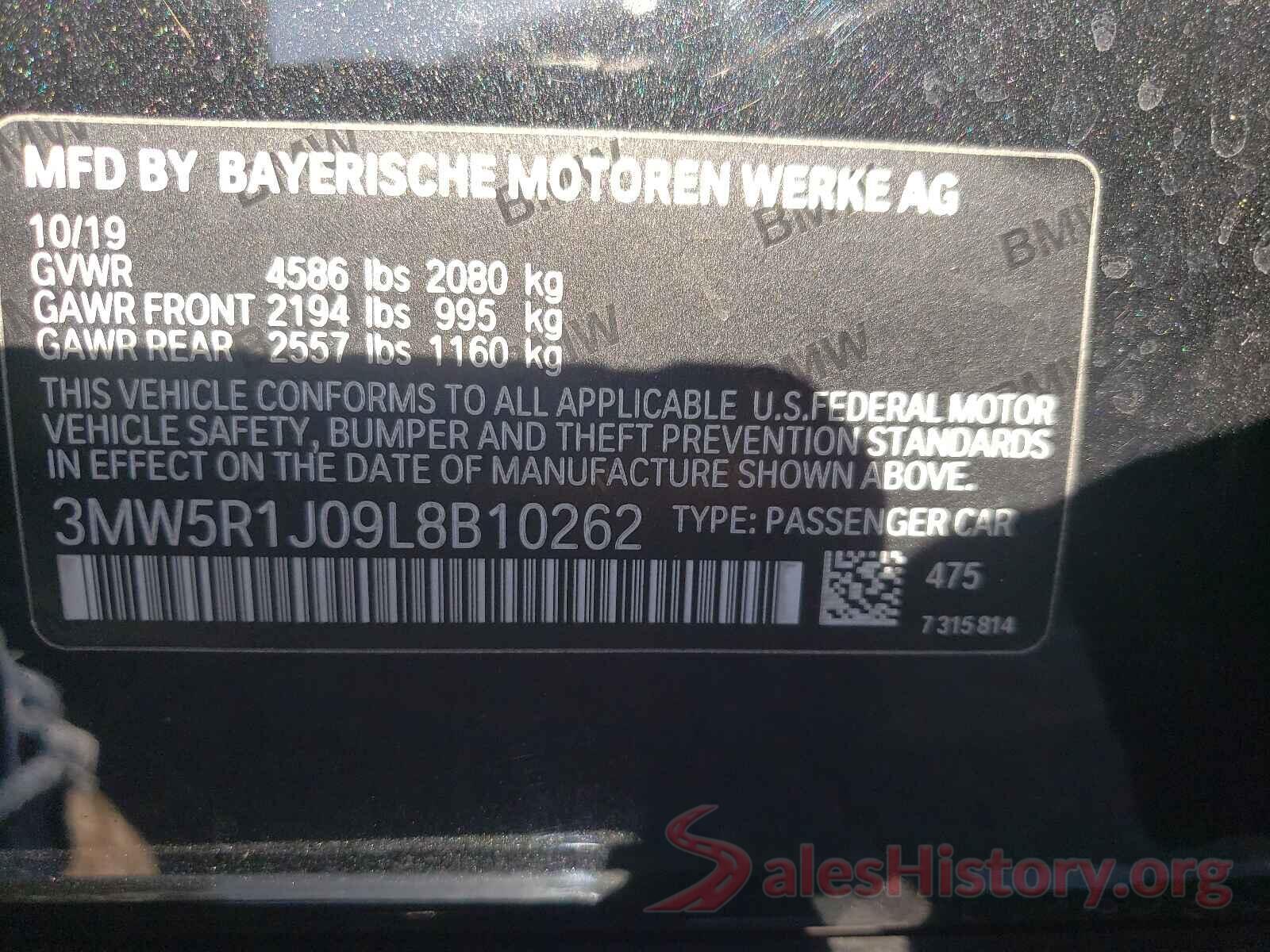 3MW5R1J09L8B10262 2020 BMW 3 SERIES