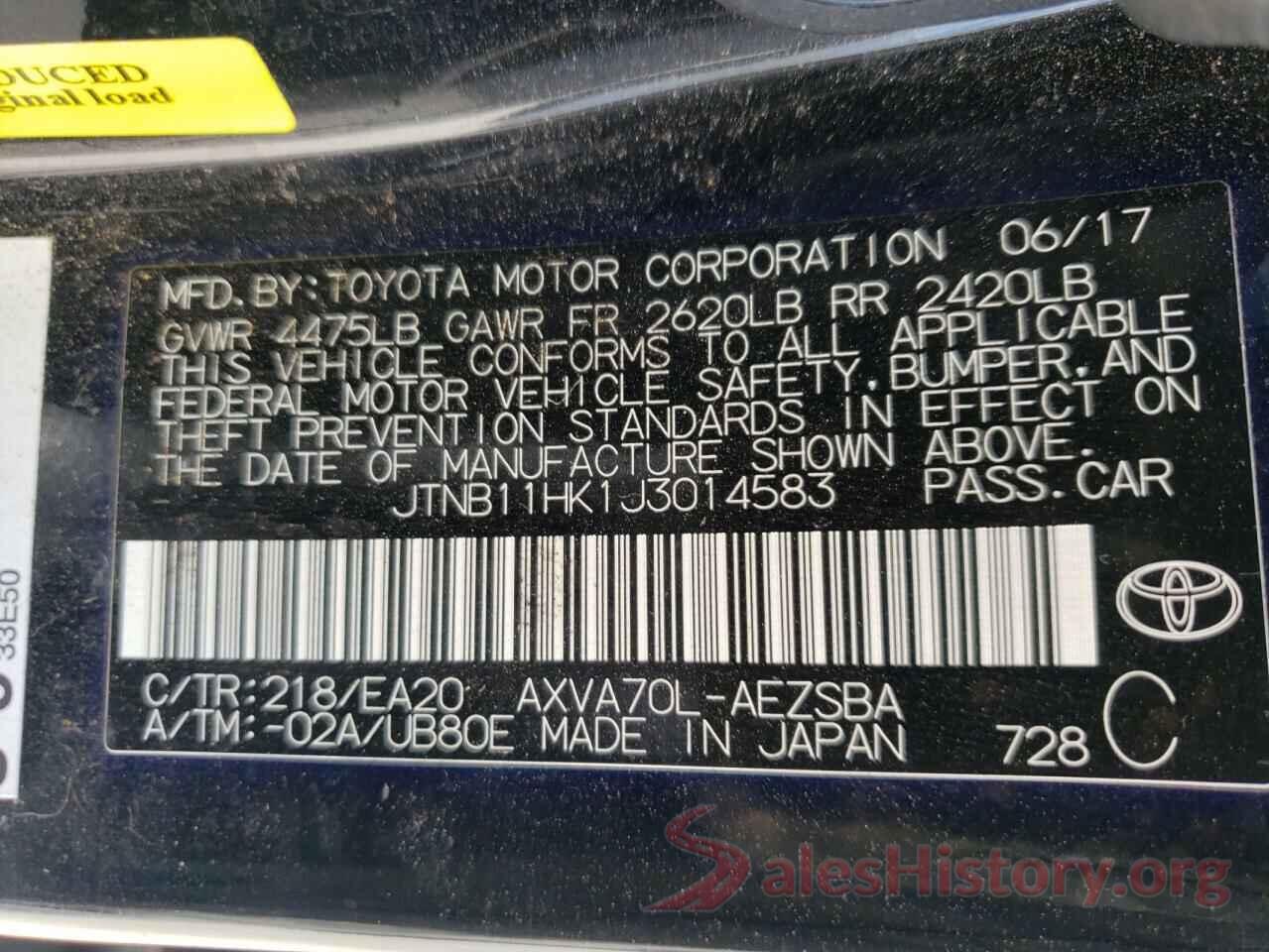 JTNB11HK1J3014583 2018 TOYOTA CAMRY