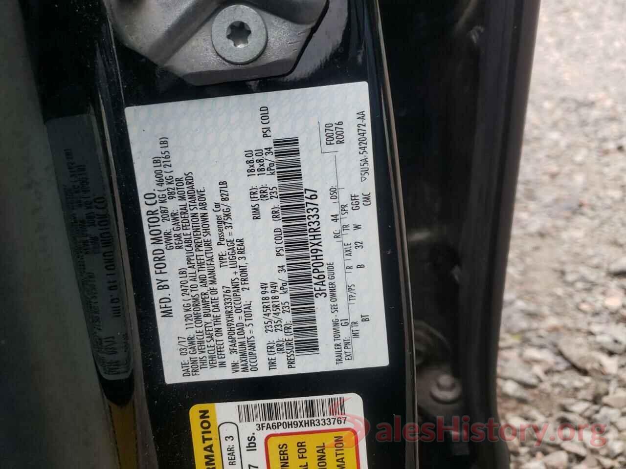 3FA6P0H9XHR333767 2017 FORD FUSION