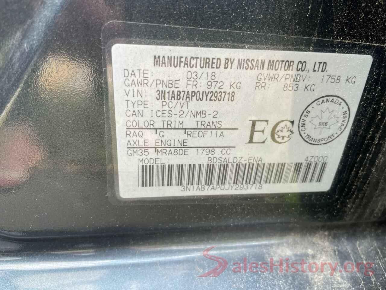 3N1AB7AP0JY293718 2018 NISSAN SENTRA