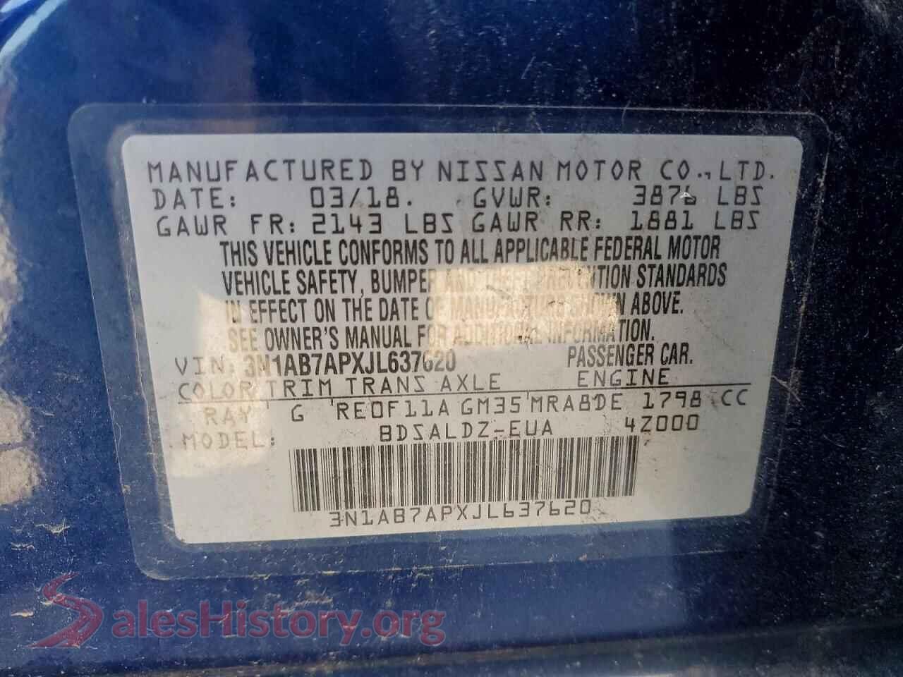 2018 NISSAN SENTRA VIN 3N1AB7APXJL637620, wheel and tire