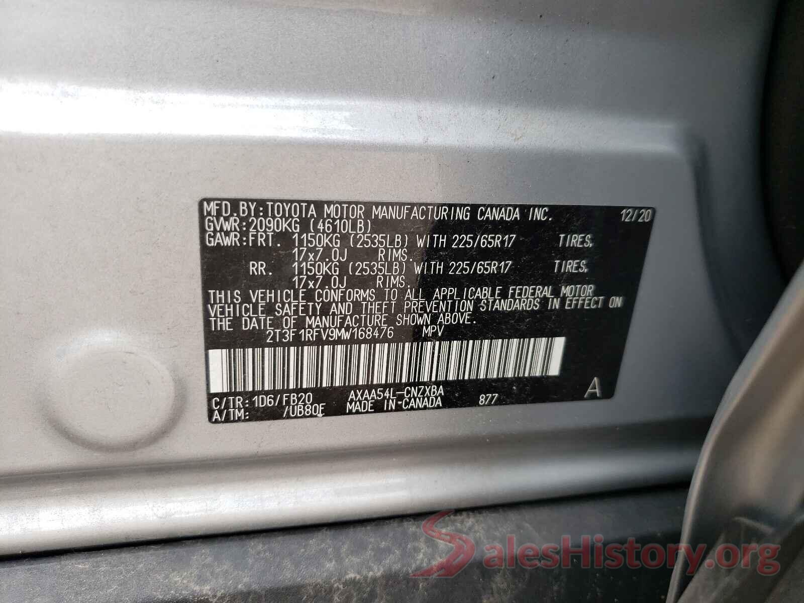 2T3F1RFV9MW168476 2021 TOYOTA RAV4