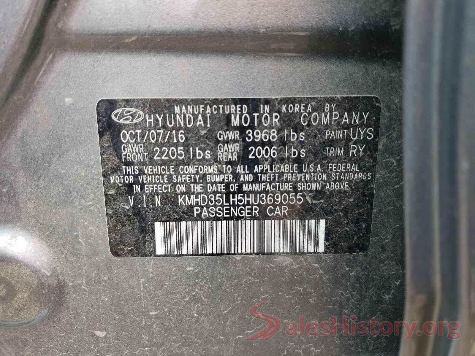 KMHD35LH5HU369055 2017 HYUNDAI ELANTRA