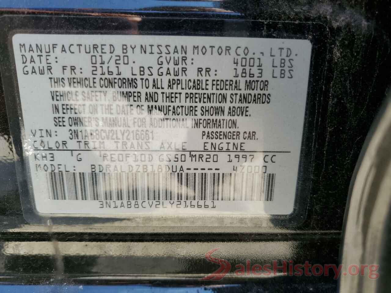 3N1AB8CV2LY216661 2020 NISSAN SENTRA